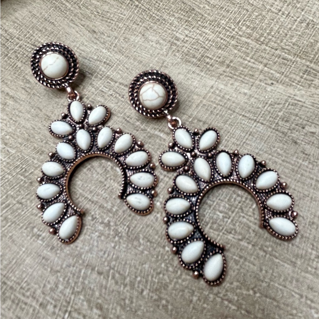 Buckle White And Copper Earrings 10$